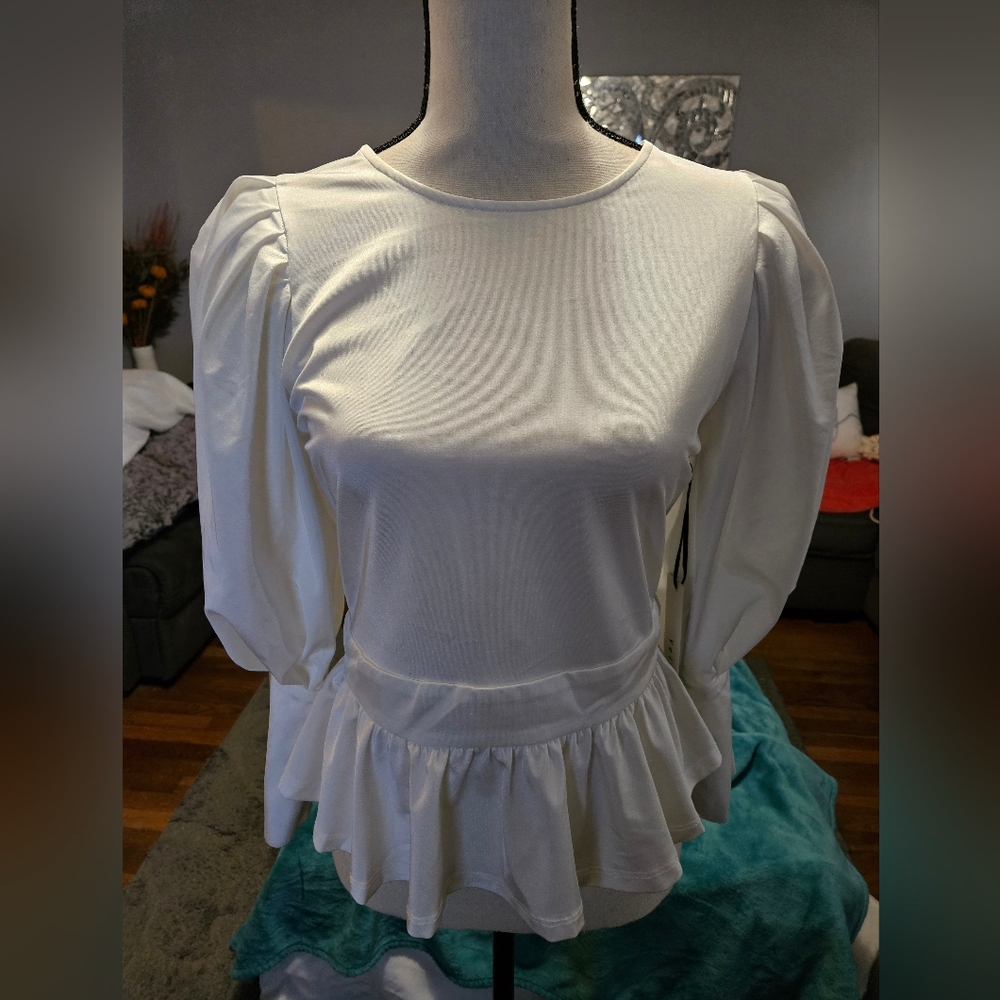 Voila Chic Peplum Zip Back Blouse